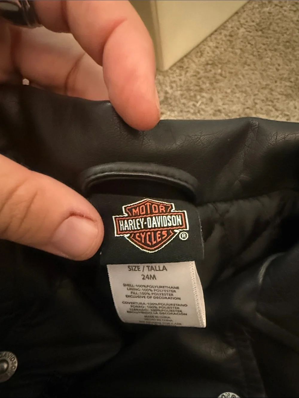 Harley-Davidson Kids Black Faux Leather Moto Jacket with Logo